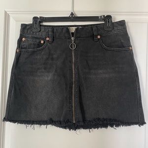 Free People Black Denim Mini Skirt
